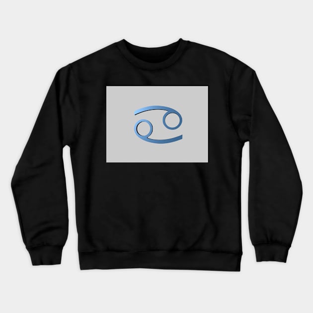 Blue Cancer Zodiac Symbol on Light Gray Crewneck Sweatshirt by sciencenotes